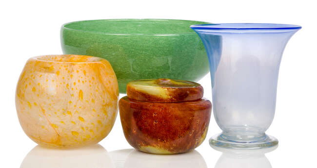 
	
		Gray-stan, a group of four pieces of glass  
		c.1930, each signed &#39;Gray-stan&#39;  
		