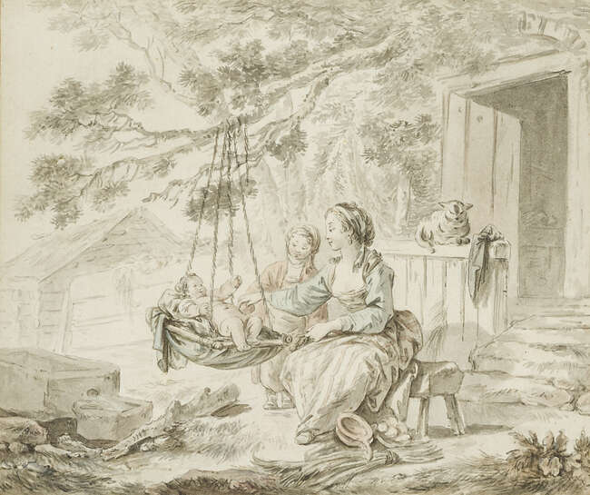 
	
		Jean-Baptiste le Prince, 
		 
		French 1734-1781- 
		 
		Mère et enfants dans le...