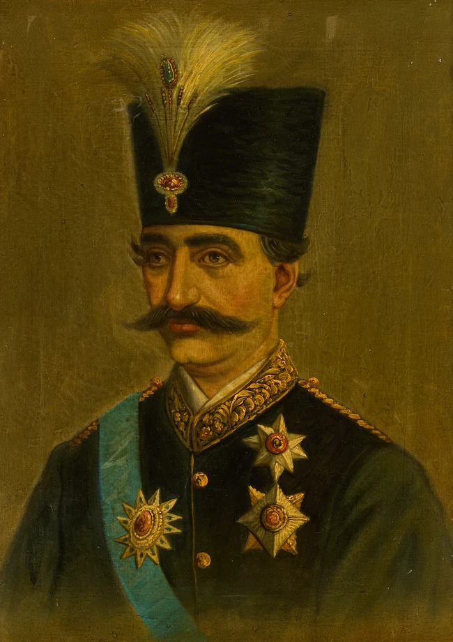 Iranian school, Portrait of Nasr al Din Shah,early 20th century
Oil on canvas,
Framed
49 x...