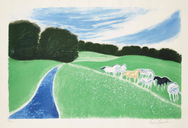 
	
		Andre Brasilier,
		French b.1929-
		 
		Le Vallon Vert, 1989;
		 
		lithograph in...