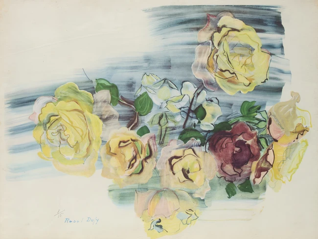 After Raoul Dufy, French 1977-1953, Roses; offset lithograph in colours on paper, signed in...