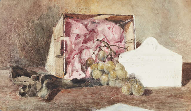 
	
		William Luscombe Pare, 
		British 1875-1935-
		 
		Still life with grapes; 
		 
		