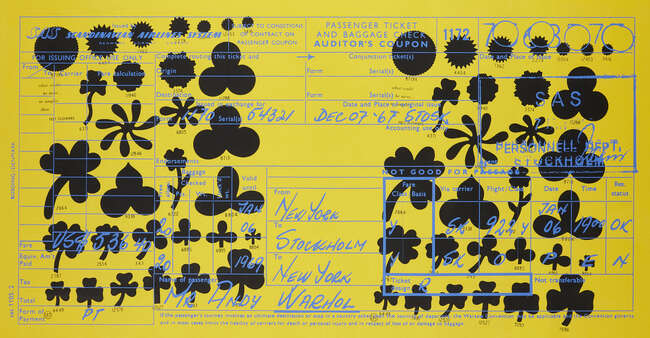 
	
		Andy Warhol, 
		American 1928-1987-
		 
		SAS Passenger Ticket [Feldmann & Schellman...