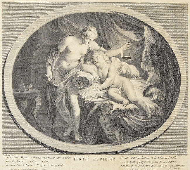 
	
		Pierre-François Basan, 
		French 1723-1797- 
		 
		Psyché curieuse and Psyché...
