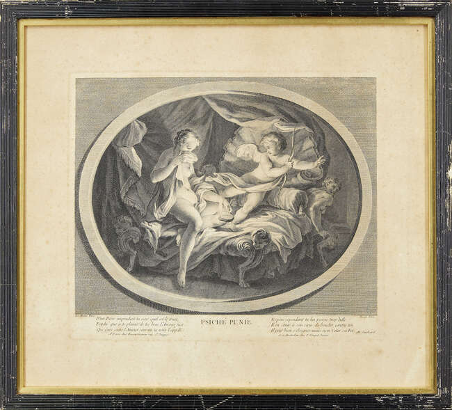 
	
		Pierre-François Basan, 
		French 1723-1797- 
		 
		Psyché curieuse and Psyché...