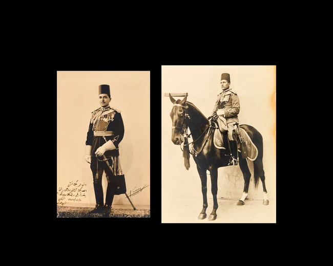 An equestrian and a standing portrait of cavalrymen, Egypt, 20th century, 
Possibly of men who...