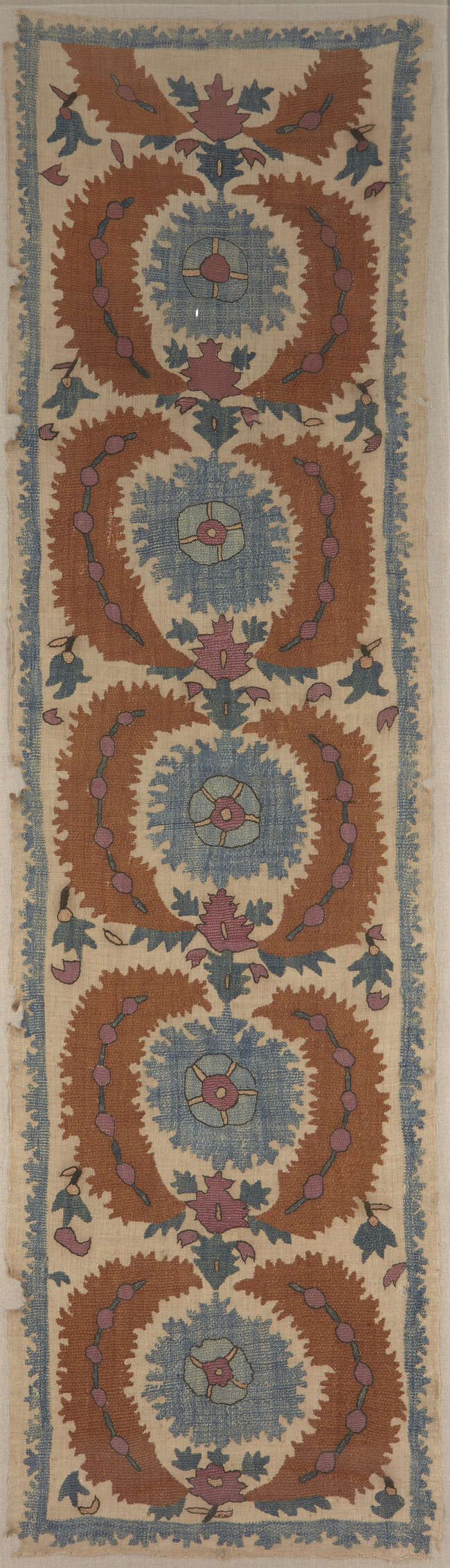 
	
		An Ottoman silk embroidered wrapping cloth (bohça), Turkey, circa 1700, of rectangular...