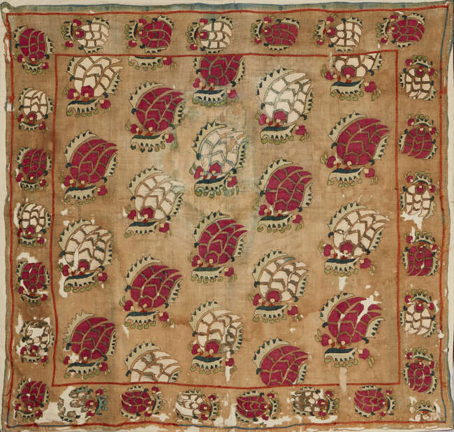 
	
		A silk embroidered linen textile panel (bohca), Provincial Ottoman, Turkey, late...