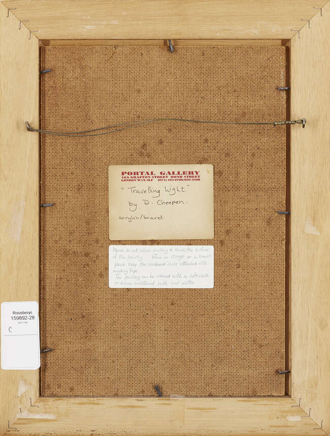 
	
		David Cheepen, 
		British 1946-2016 - 
		 
		Travelling Light, 1991; 
		 
		acrylic on...