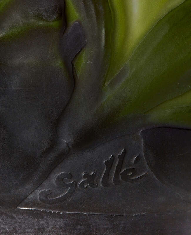 
	
		Gallé (French), a mould-blown triple overlay Water Lily vase 
		c.1925, relief...