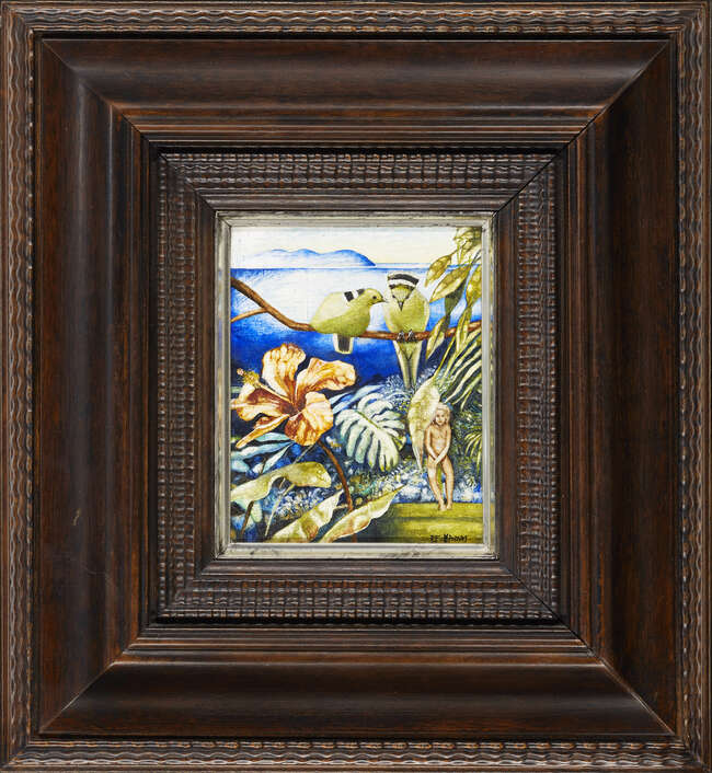 Penelope Fulljames, 
British b.1942- 
Paradise Isle, 1987; 
oil on board, signed lower right...