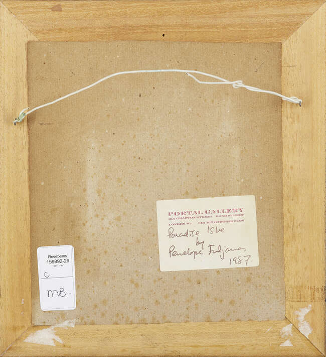 Penelope Fulljames, 
British b.1942- 
Paradise Isle, 1987; 
oil on board, signed lower right...