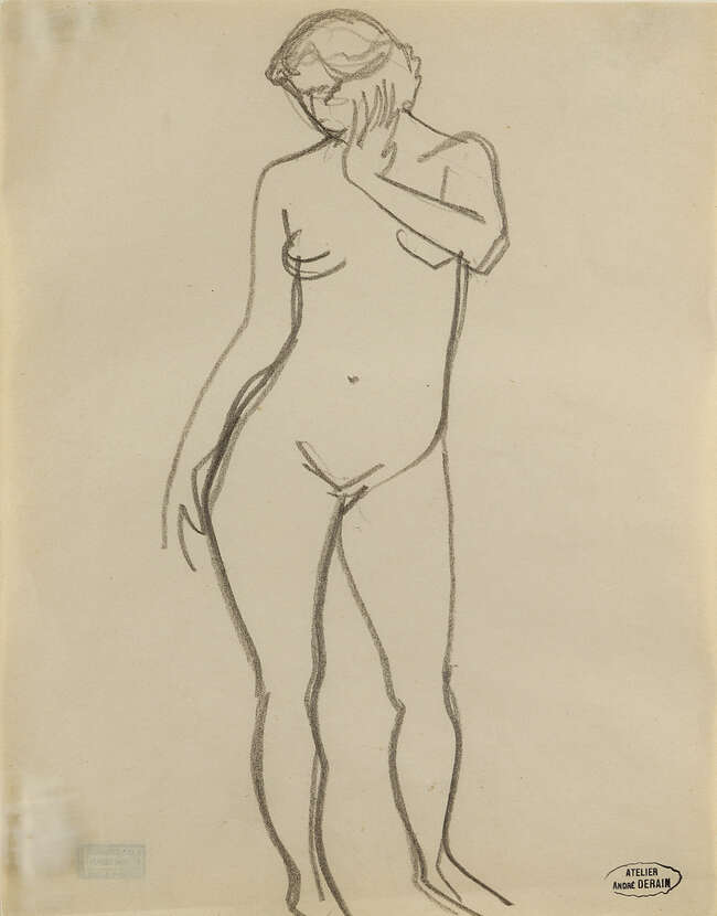 
	
		André Derain,  
		French 1880-1954- 
		Nu; 
		crayon on paper, signed with estate...