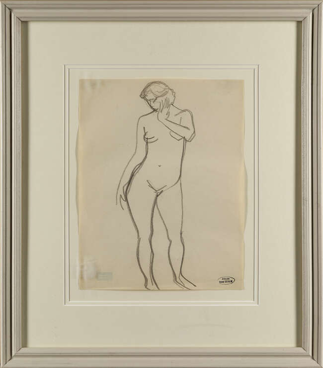 
	
		André Derain,  
		French 1880-1954- 
		Nu; 
		crayon on paper, signed with estate...