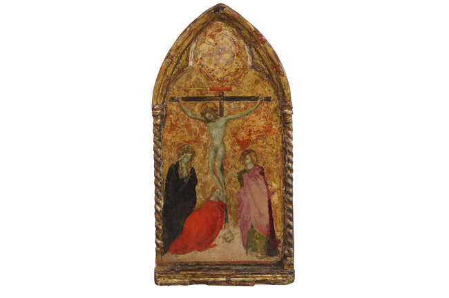 
	
		Sienese School,
		14th century- 
		 
		The Crucifixion;
		 
		tempera on panel...