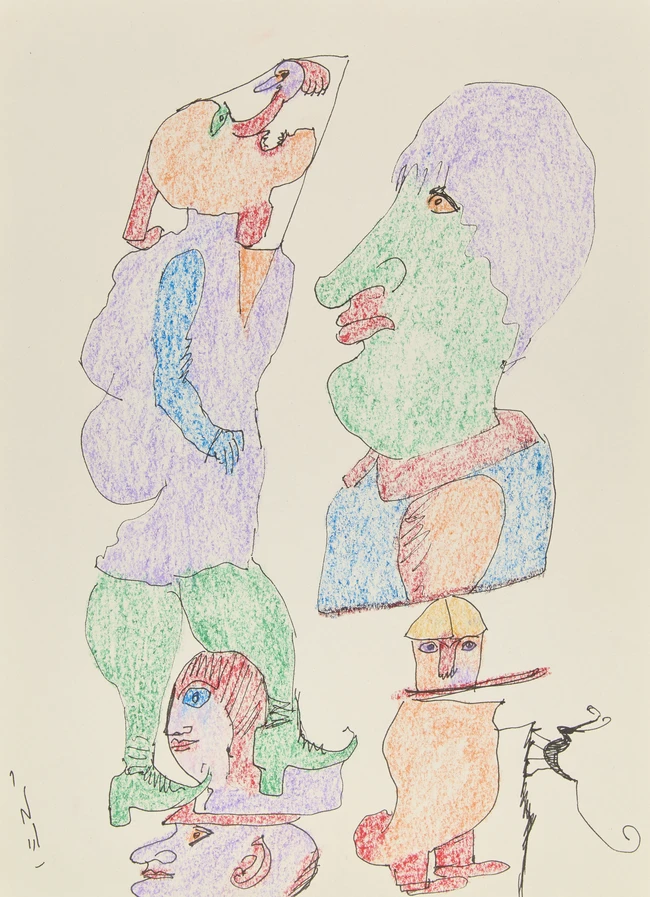 Ardeshir Mohasses (Iranian 1938-2008),
 Untitled, Figures;
Ink and crayon on paper, 
Signed...