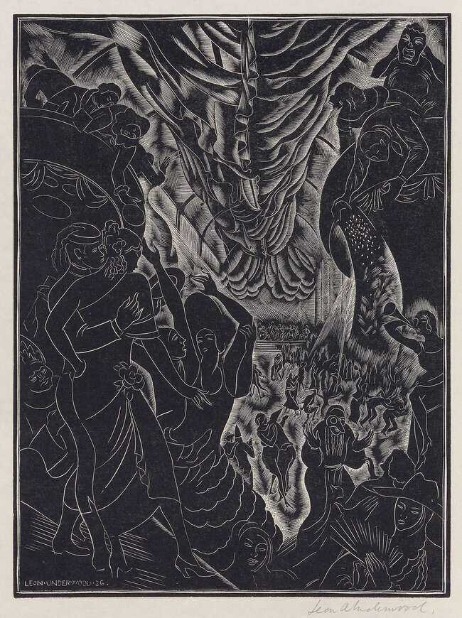 
	
		Leon Underwood,
		British 1890-1975-
		 
		Bird and Fish, 1927;
		lino engraving on wove...