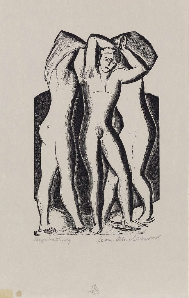 
	
		Leon Underwood,
		British 1890-1975-
		 
		Bird and Fish, 1927;
		lino engraving on wove...