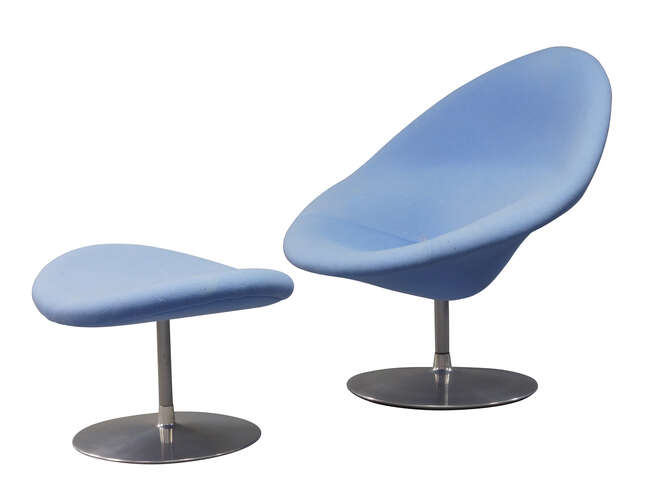 
	
		Pierre Paulin (1927-2009), a &#39;Globe&#39; chair and ottoman for Artifort 
		c.1980, chair and...