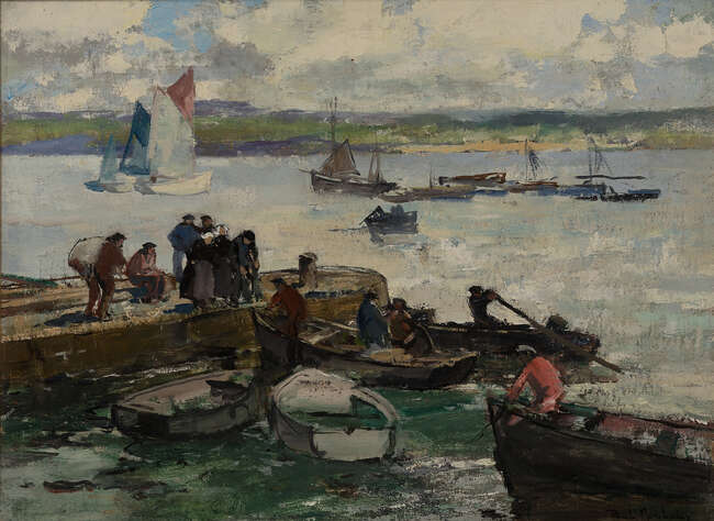 
	
		Paul Morchain, 
		French 1876-1939 - 
		 
		Depart des pecheures, Finistere;...