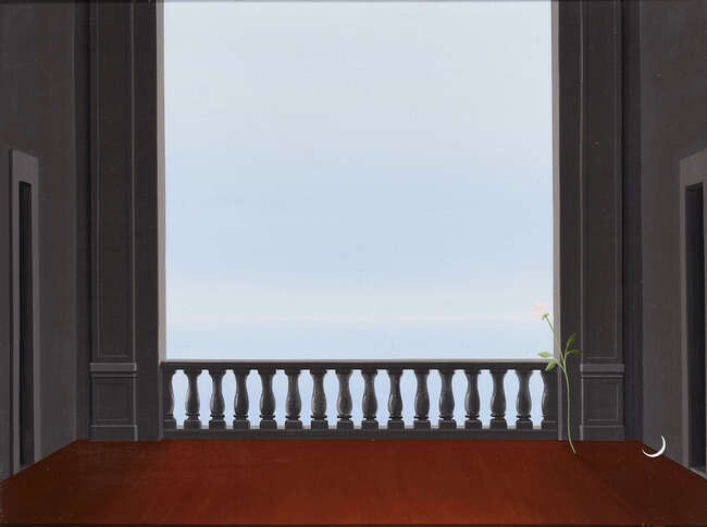 
	
		Franco Lastraioli, 
		Italian b.1931 - 
		 
		Luogo di Attesa; 
		 
		oil on panel,...