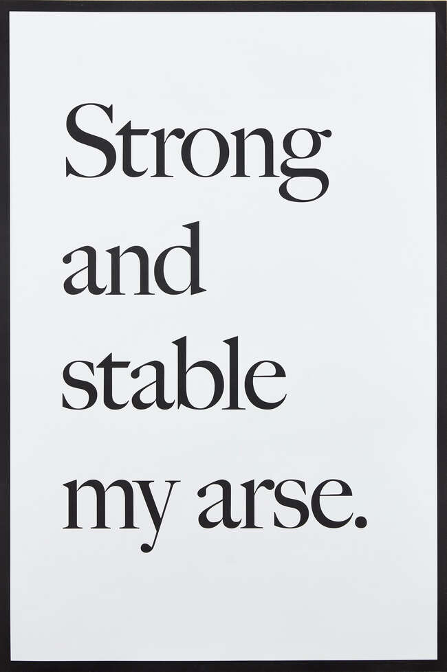 
	
		Jeremy Deller,
		British b.1966-
		 
		Strong and Stable my Arse, 2017;
		 
		