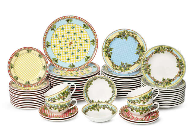 
	
		Versace Rosenthal Ivy Leaves Passion, a part dinner service
		c. 2000, all items marked...