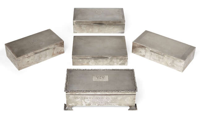 
	
		A George V silver cigarette case, Joseph Gloster Ltd, Birmingham 1931, of rectangular...