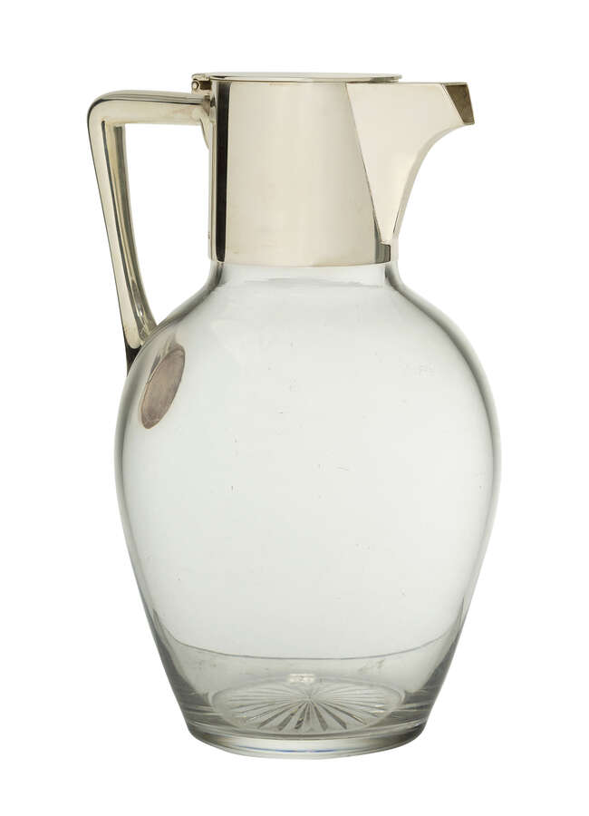 
	
		Christopher Dresser  (1834-1904) Attributed, a Hukin & Heath silver-plated and glass...