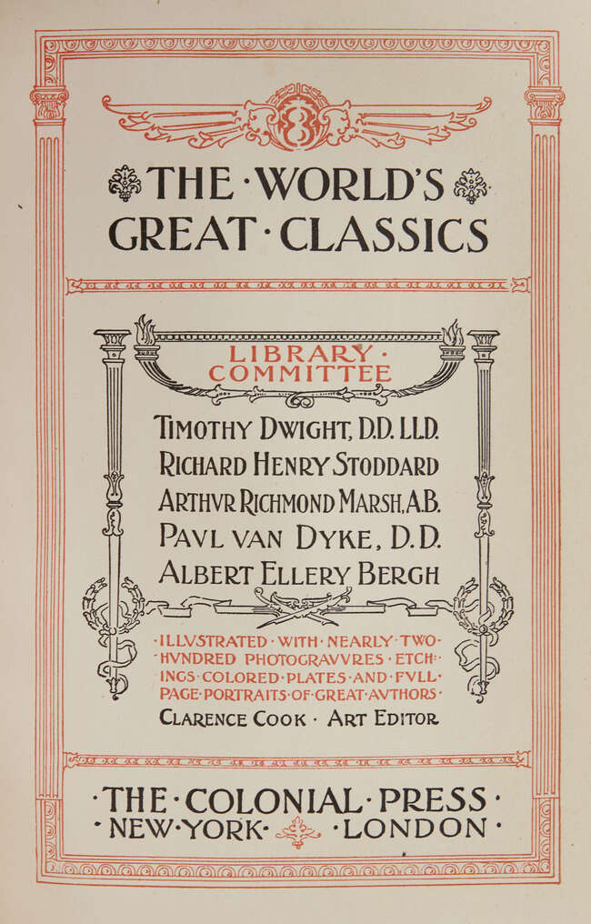
	
		DWIGHT, (T.), D.D.LLD., R. H. STODDARD, THE WORLDS GREAT CLASSICS, 40 Vols., black and...