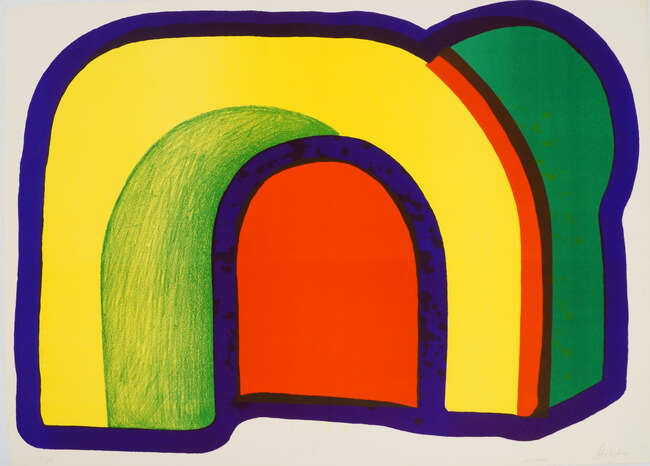 
	
		Sir Howard Hodgkin CH CBE, 
		British 1932-2017-
		 
		Composition with Red (Arch) 1970;...