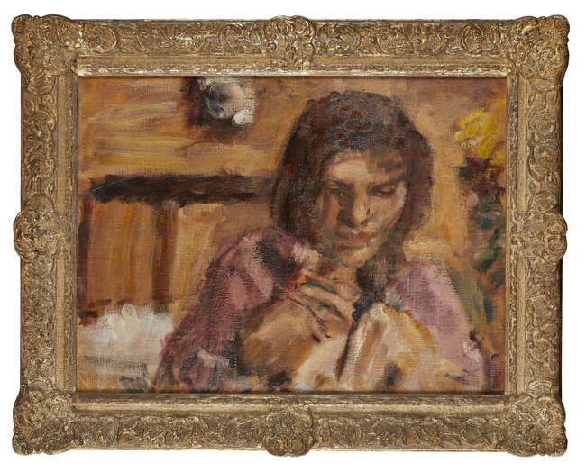 
	
		Geoffrey Tibble, 
		British 1909-1952- 
		 
		Portrait of the artist&#39;s wife Marjorie...