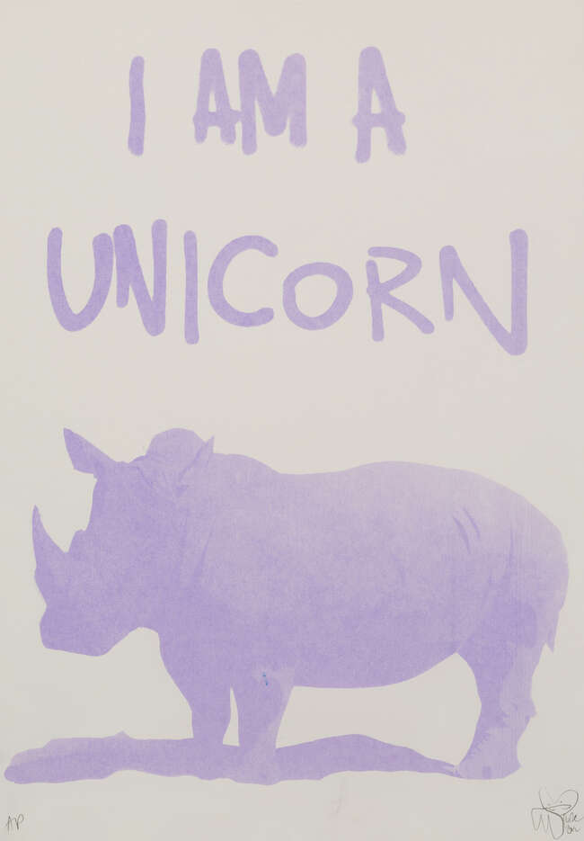 
	
		Pure Evil,
		British b.1968-
		 
		I Am a Unicorn, 2014;
		 
		screenprint in colours...