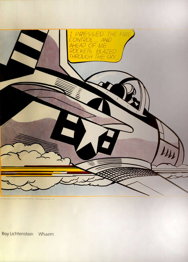 
	
		Roy Lichtenstein, American 1923-1997- Whaam; two reproduction poster prints in colours,...