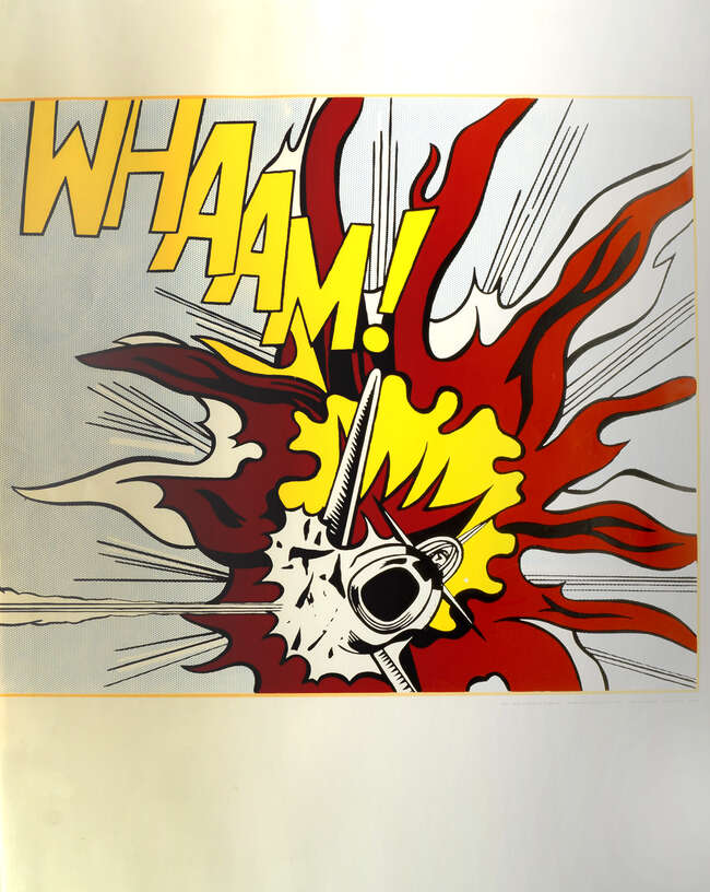 
	
		Roy Lichtenstein, American 1923-1997- Whaam; two reproduction poster prints in colours,...