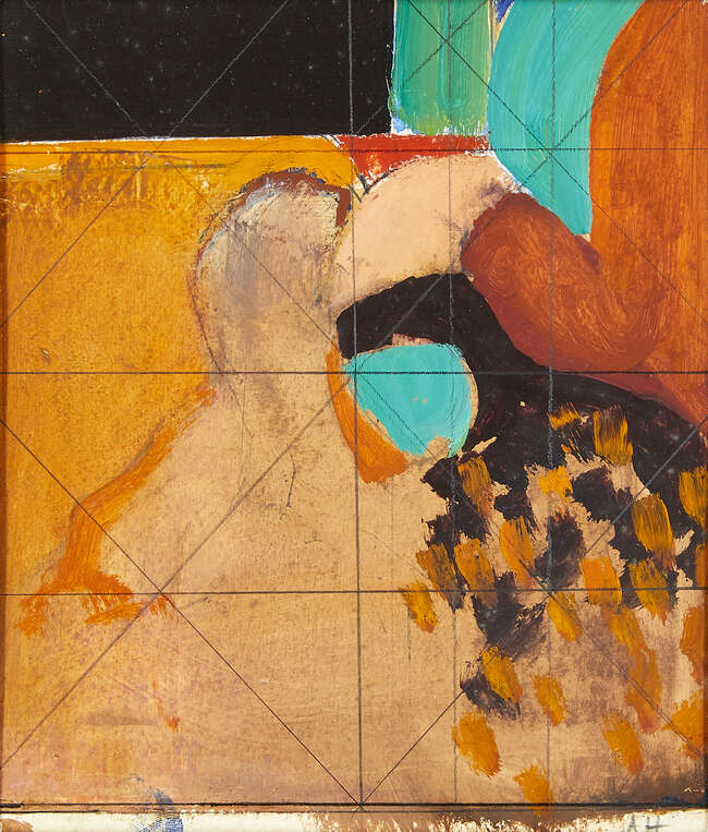 
	
		Adrian Heath, 
		British 1920-1992- 
		Abstract composition in orange, red and green;...