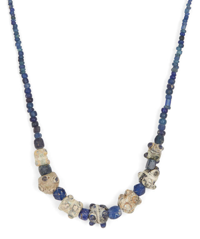 
	
		Two mostly Roman mosaic glass bead necklaces and an eye bead necklace
		1st Century...