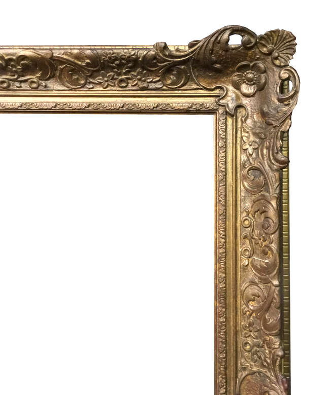 
	
		An English Gilded Composition Regency Style Frame, late 20th century, with cavetto sight,...