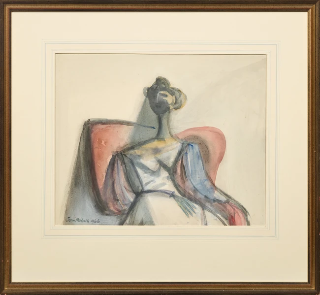 John Melville, British 1902-1986 - Seated woman, 1966;  watercolour on paper, signed and dated...