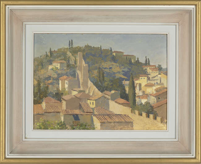
	
		Alan Stenhouse Gourley PROI, 
		British 1909-1991- 
		 
		View of a Mediterranean...