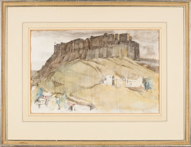 Gwalior Fort, Mid 20th Century
Watercolour and pastel on paperSigned lower right
30.5 x 47.5 cm