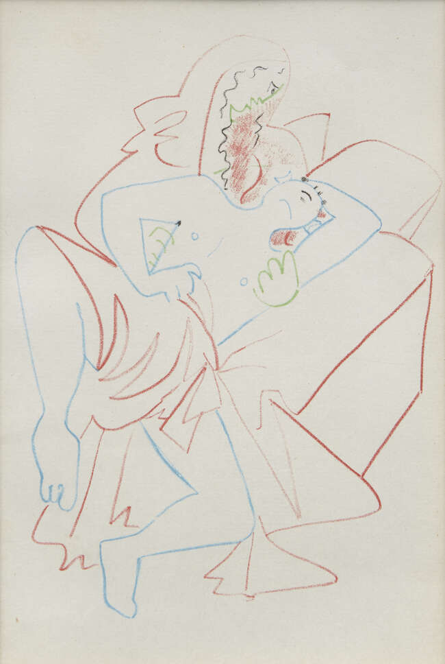 
	
		Jean Cocteau, French 1889-1963- Couple embracing from Theatre and Oedipus Rex; two...