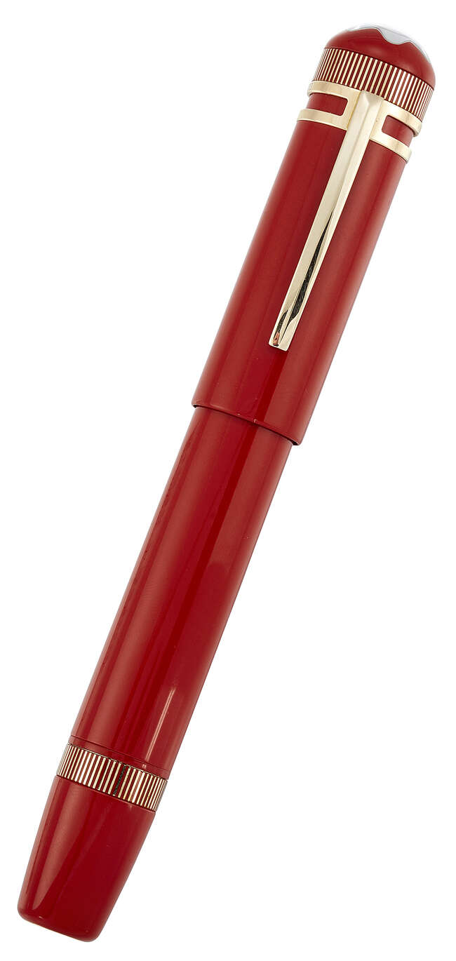 
	
		A large, retractable limited edition fountain pen, by Montblanc, the terracotta resin...
