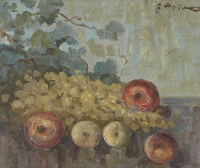 Hector Doukas, 
Greek 1885-1969 - 
 
Still Life with Apples and Grapes, c.1960; 
 
oil on canvas,...