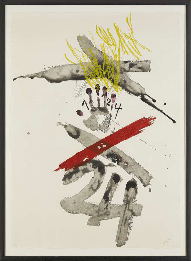 
	
		Antoni Tàpies, 
		Spanish 1923-2012-
		 
		Untitled [Galfetti 334], 1972;
		 
		