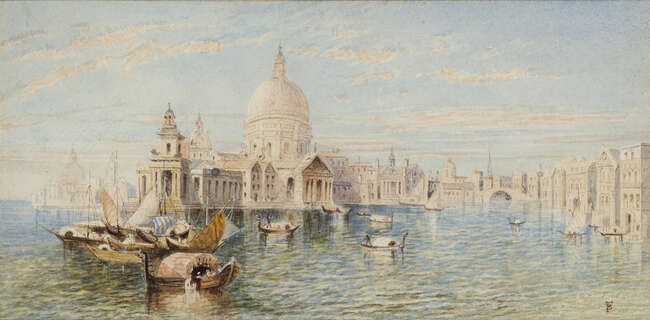 
	
		Myles Birket Foster, RWS, 
		 
		British 1825-1899- 
		 
		Two Venetian Canal...