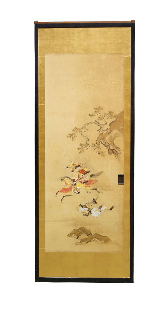 
	
		A set of four Japanese painted sliding doors, Meiji period, ink and colour on paper,...