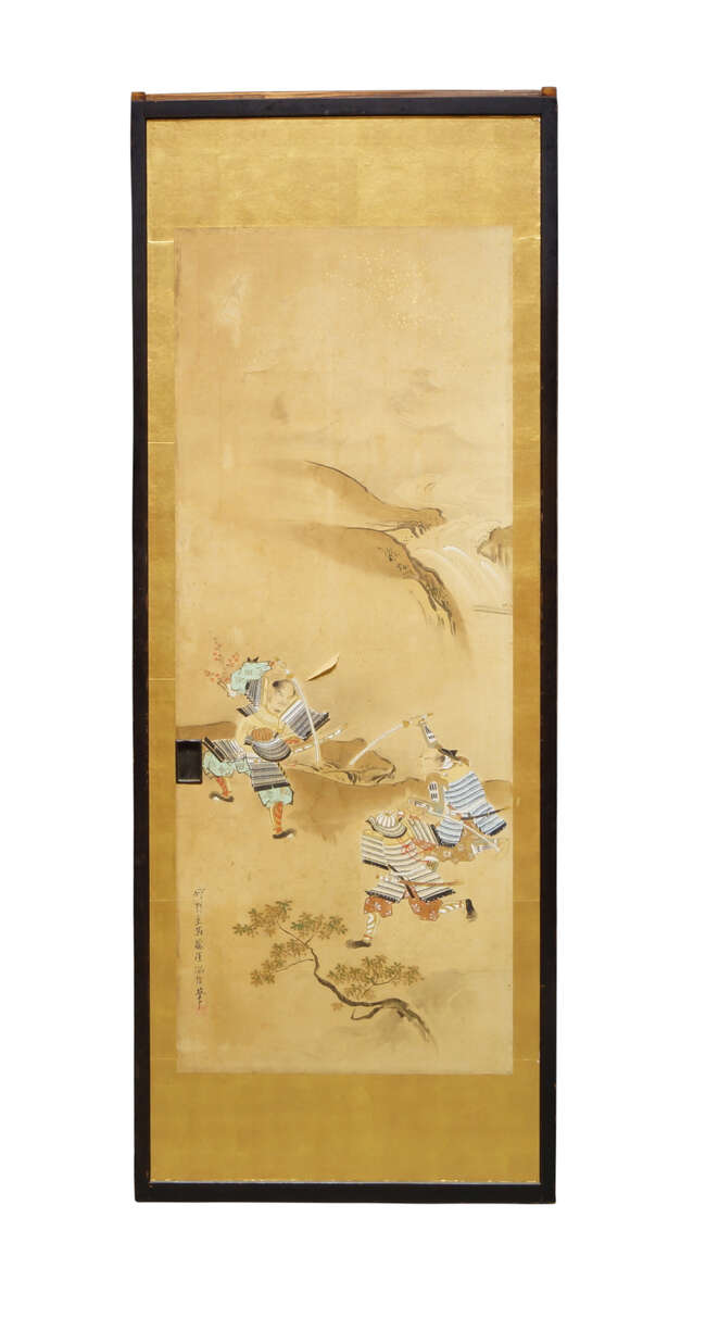 
	
		A set of four Japanese painted sliding doors, Meiji period, ink and colour on paper,...