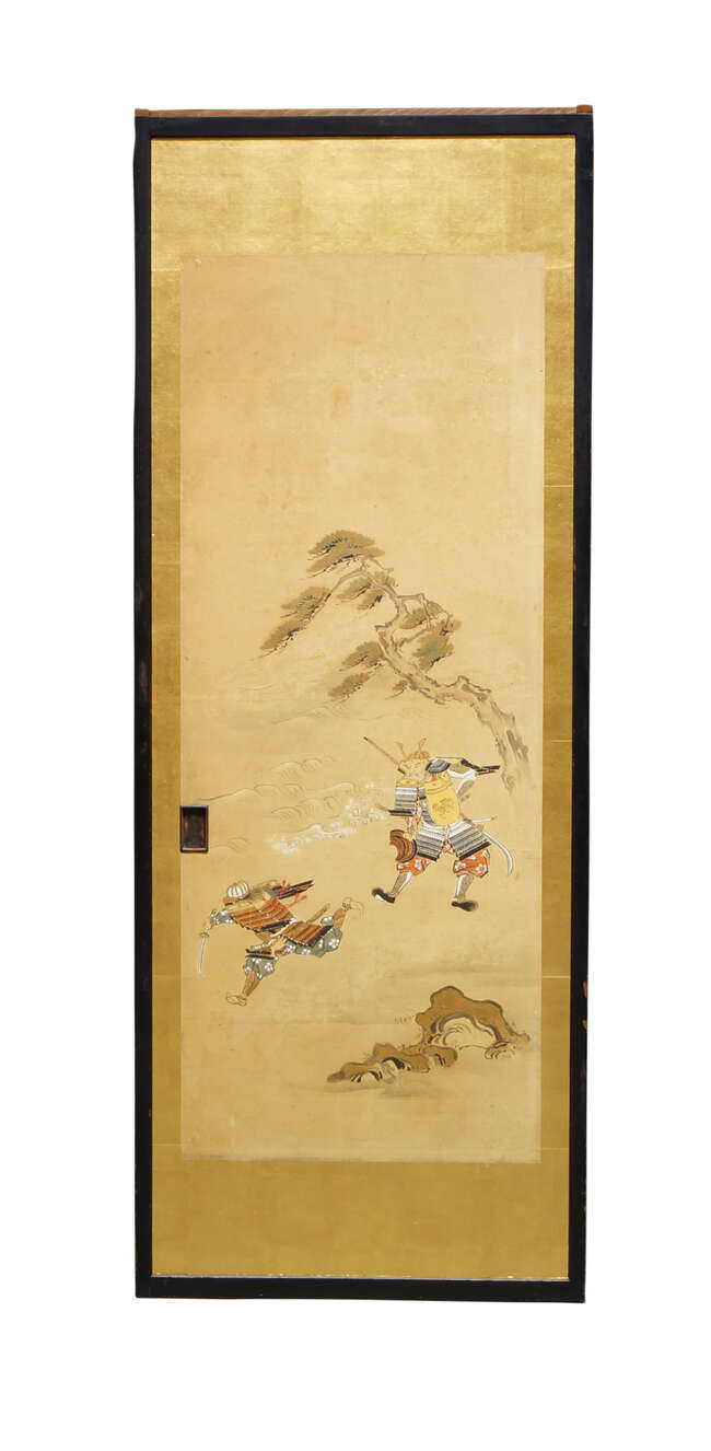 
	
		A set of four Japanese painted sliding doors, Meiji period, ink and colour on paper,...