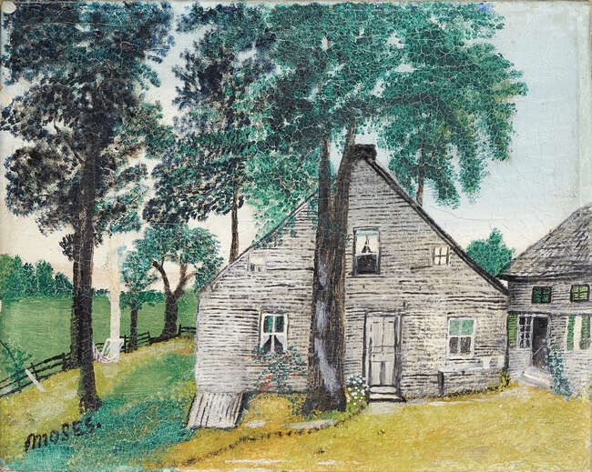 
	
		Grandma Moses, 
		American 1860-1961 - 
		 
		Kenyon Old House; 
		 
		oil on...